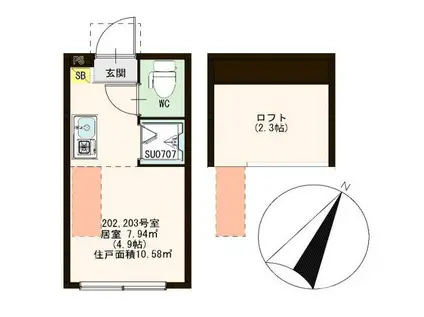 プランドール西萩(ワンルーム/2階)の間取り写真