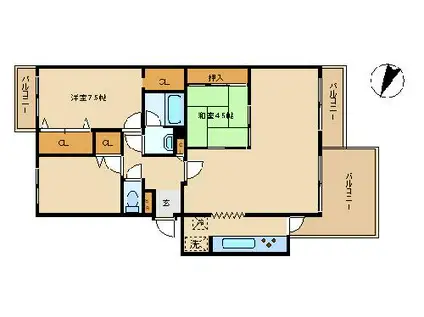 パークハイム中落合(3LDK/2階)の間取り写真