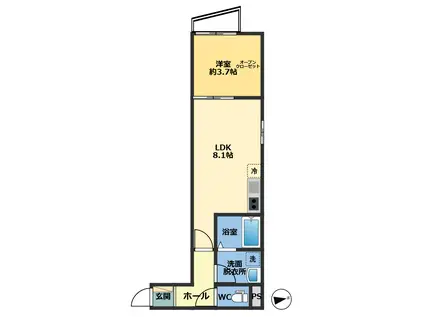 メゾン・ドゥ・アッシュ松戸(1LDK/1階)の間取り写真