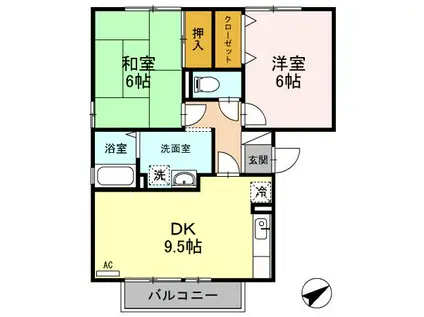 アミュー(2DK/3階)の間取り写真