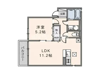 ドミール本町(1LDK/1階)の間取り写真