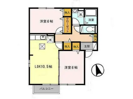 エントピアB(2LDK/1階)の間取り写真