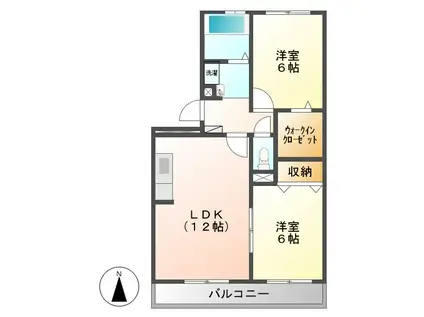 サントゥールA(2LDK/1階)の間取り写真