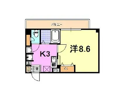 プレアデス月見山(1K/4階)の間取り写真