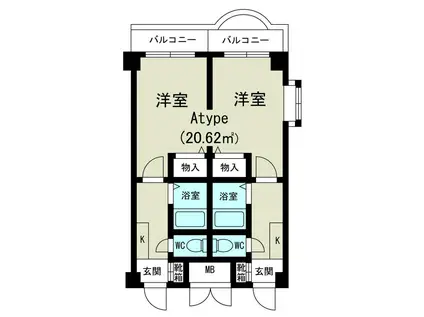 ノルデンハイム上新庄II(1K/2階)の間取り写真