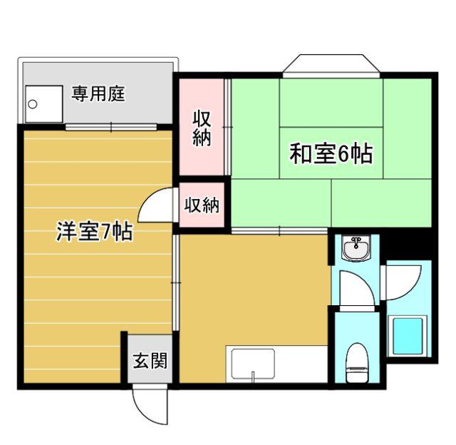 登町ハイツ(2K/1階)の間取り写真