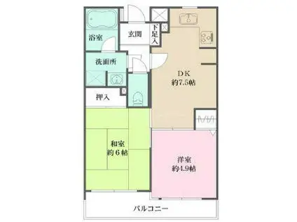 板橋本町グリーンパーク(2DK/4階)の間取り写真