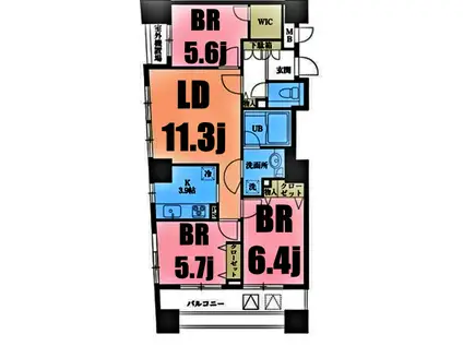 ドゥーエ横浜駅前(3LDK/9階)の間取り写真