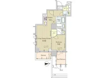 パークアクシス池田山(1LDK/2階)の間取り写真