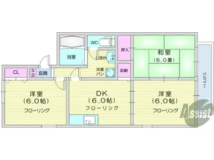 ロイヤルシャトー今泉A(3DK/1階)の間取り写真