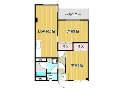 アピアシー児島(2LDK/4階)の間取り写真