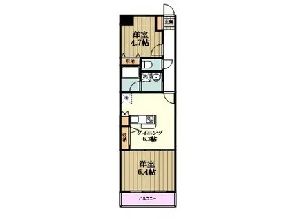 ロイヤルパークス荻窪(2DK/3階)の間取り写真