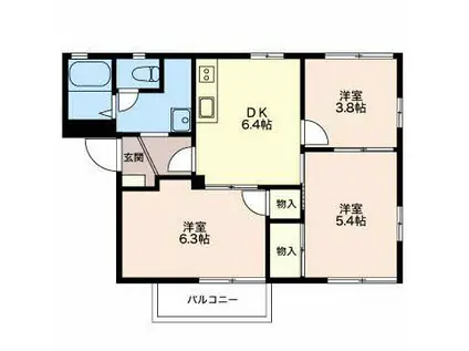 ウィンディーSUZUKA B(3DK/2階)の間取り写真