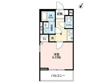 古淵アパート計画B棟(1K/2階)の間取り写真