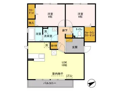 ディアナ(2LDK/1階)の間取り写真