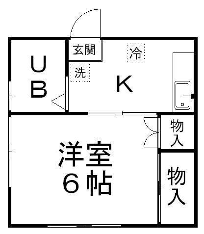 コーポたいむ(1K/1階)の間取り写真