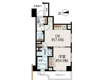 パークホームズ六本木乃木坂アーバンレジデンス(1DK/2階)の間取り写真