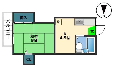 ハウスTTM(1K/2階)の間取り写真