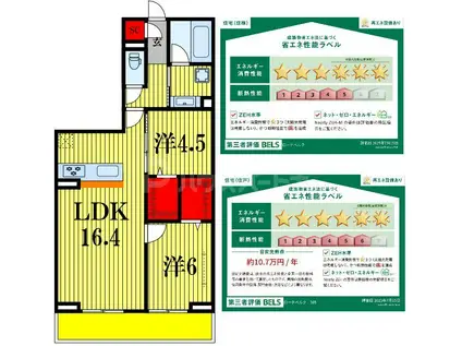 ローテ ベルク(2LDK/3階)の間取り写真
