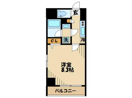 RELUXIA府中(1K/3階)の間取り写真