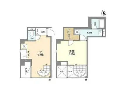 フルハウス代々木(1LDK/3階)の間取り写真