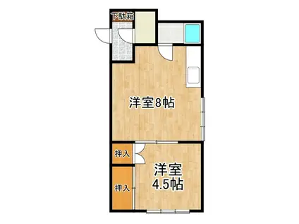 ＪＲ根室本線 帯広駅 徒歩28分 4階建 築47年(1DK/3階)の間取り写真