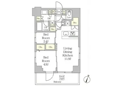 MFRRコート日本橋人形町(2LDK/9階)の間取り写真