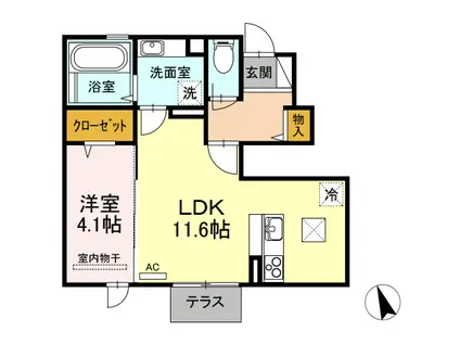 アースガーデンSOJAII(1LDK/1階)の間取り写真
