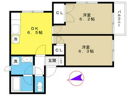 グリーンハイツ目白(2DK/2階)の間取り写真
