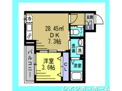 AJ南流山(1DK/3階)の間取り写真