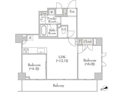 CANVASS板橋(2LDK/10階)の間取り写真