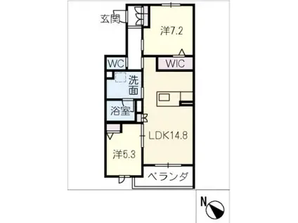 エスティーラ(2LDK/2階)の間取り写真
