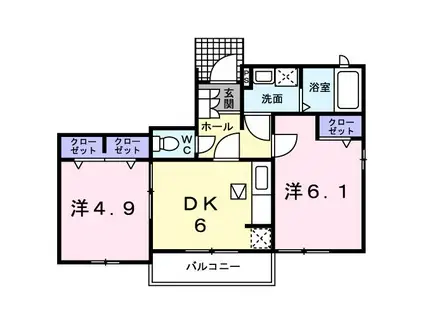 メゾンド卑弥呼(2DK/1階)の間取り写真