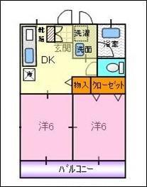 ハートランド(2DK/2階)の間取り写真