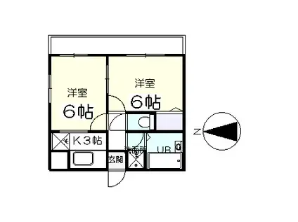 ツインコート弥生B(2K/3階)の間取り写真