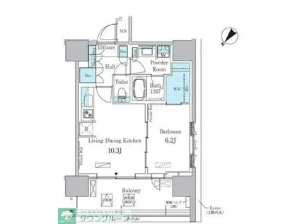 HARUMI FLAG PORT VILLAGE C棟(1LDK/6階)の間取り写真