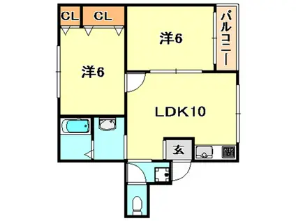 メゾンドM(2LDK/3階)の間取り写真