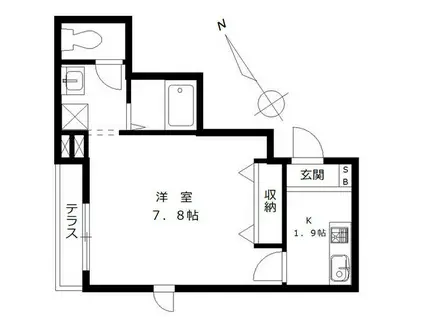 ヘーベル宮前(1K/1階)の間取り写真