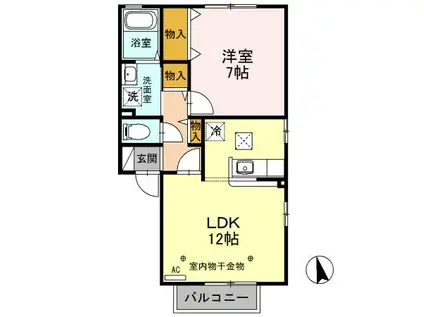 ルミエール(1LDK/1階)の間取り写真