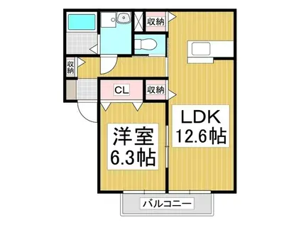 シルクガーデン(1LDK/1階)の間取り写真