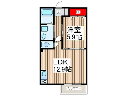 ラ プランタンエム(1LDK/2階)の間取り写真