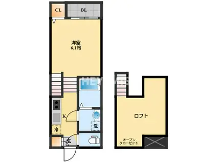 MODERN PALAZZO 諫早KAIZU B(1SK/1階)の間取り写真