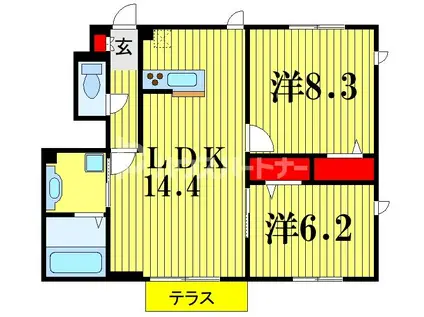 KIRSHE(2LDK/1階)の間取り写真