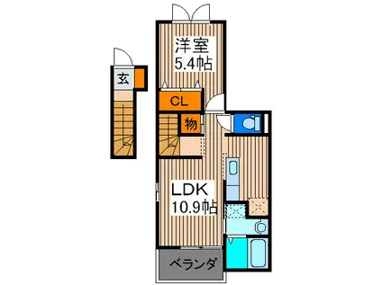 イ・グレッグ・メゾン(1LDK/2階)の間取り写真