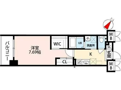 ウィングス穴生(1K/2階)の間取り写真