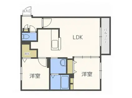 地下鉄東豊線 東区役所前駅 徒歩9分 4階建 築12年(2LDK/3階)の間取り写真