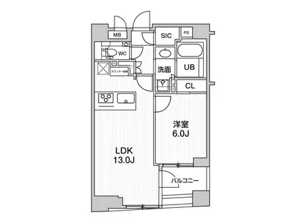 シーズンフラッツ日本橋人形町プレミア(1LDK/10階)の間取り写真