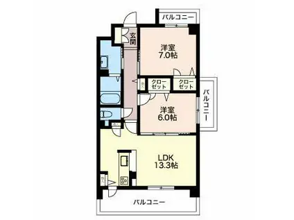エクセル森越(2LDK/4階)の間取り写真