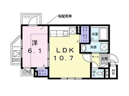 ドミールT馬込(1LDK/2階)の間取り写真