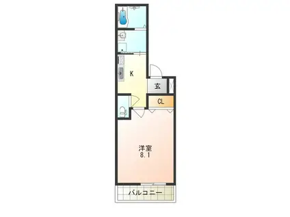 フジパレス山之内VI番館(1K/1階)の間取り写真